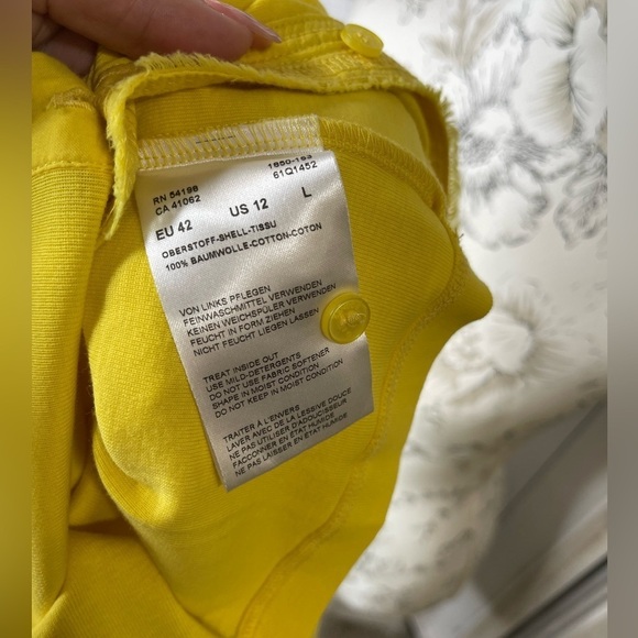 Bogner Yellow Hidden Button Cardigan Sweater Size Large 12 - Picture 4 of 6